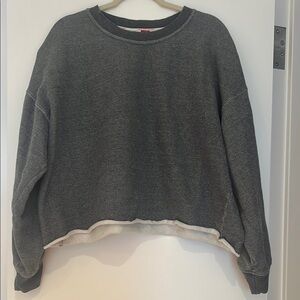 Cozy Gray Left on Friday Boxy roll bottom sweatshirt L/XL